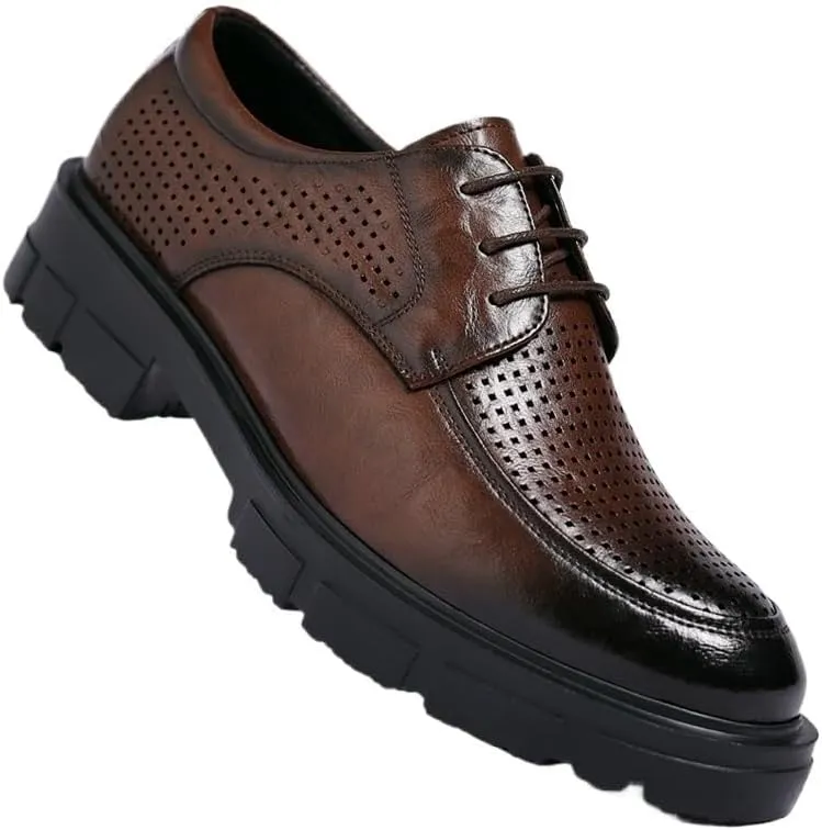 Men's Genuine Leather Penny Loafers - Summer Business Casual Shoes with Cushioned Collar for Odor-Free All-Day Wear