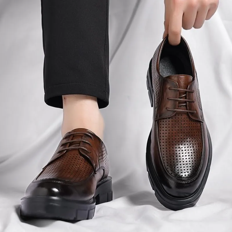 Men's Genuine Leather Penny Loafers - Summer Business Casual Shoes with Cushioned Collar for Odor-Free All-Day Wear