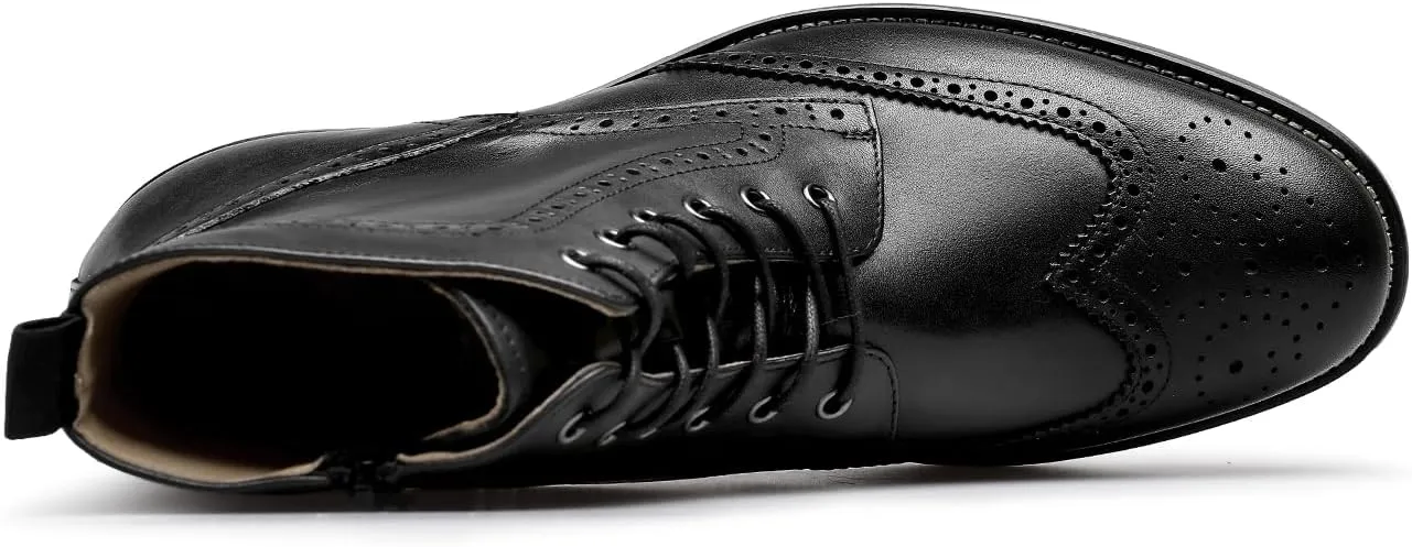Men's Leather Boots with Brogue Design, Lace-Up Style, Composite Outsole