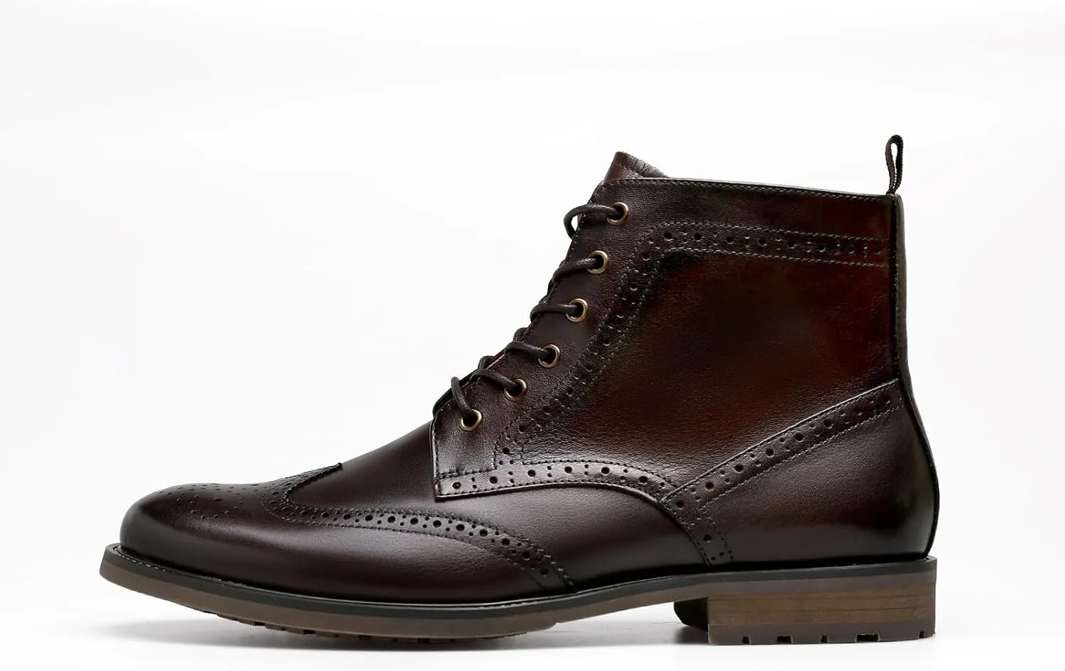 Men's Leather Boots with Brogue Design, Lace-Up Style, Composite Outsole