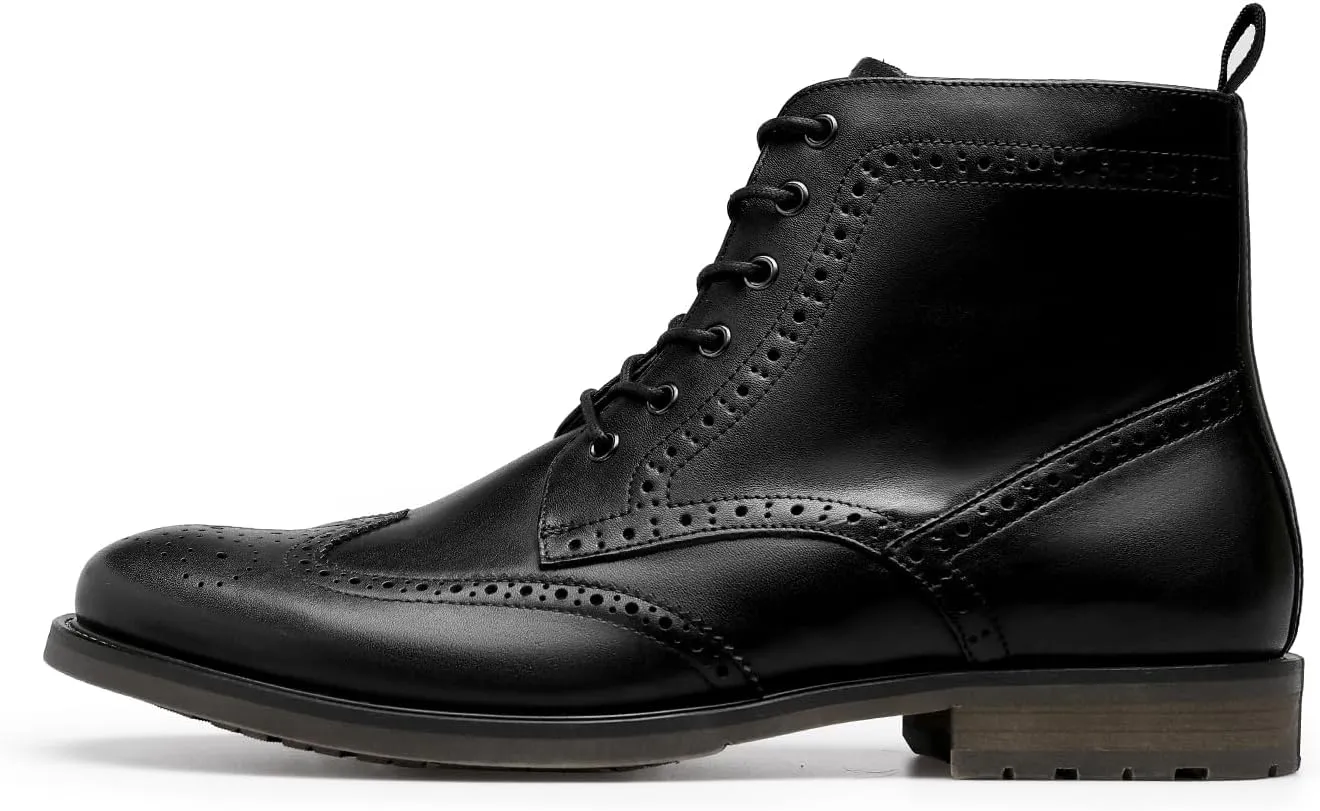 Men's Leather Boots with Brogue Design, Lace-Up Style, Composite Outsole