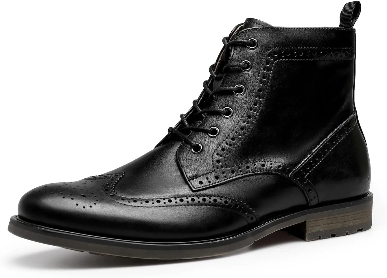 Men's Leather Boots with Brogue Design, Lace-Up Style, Composite Outsole