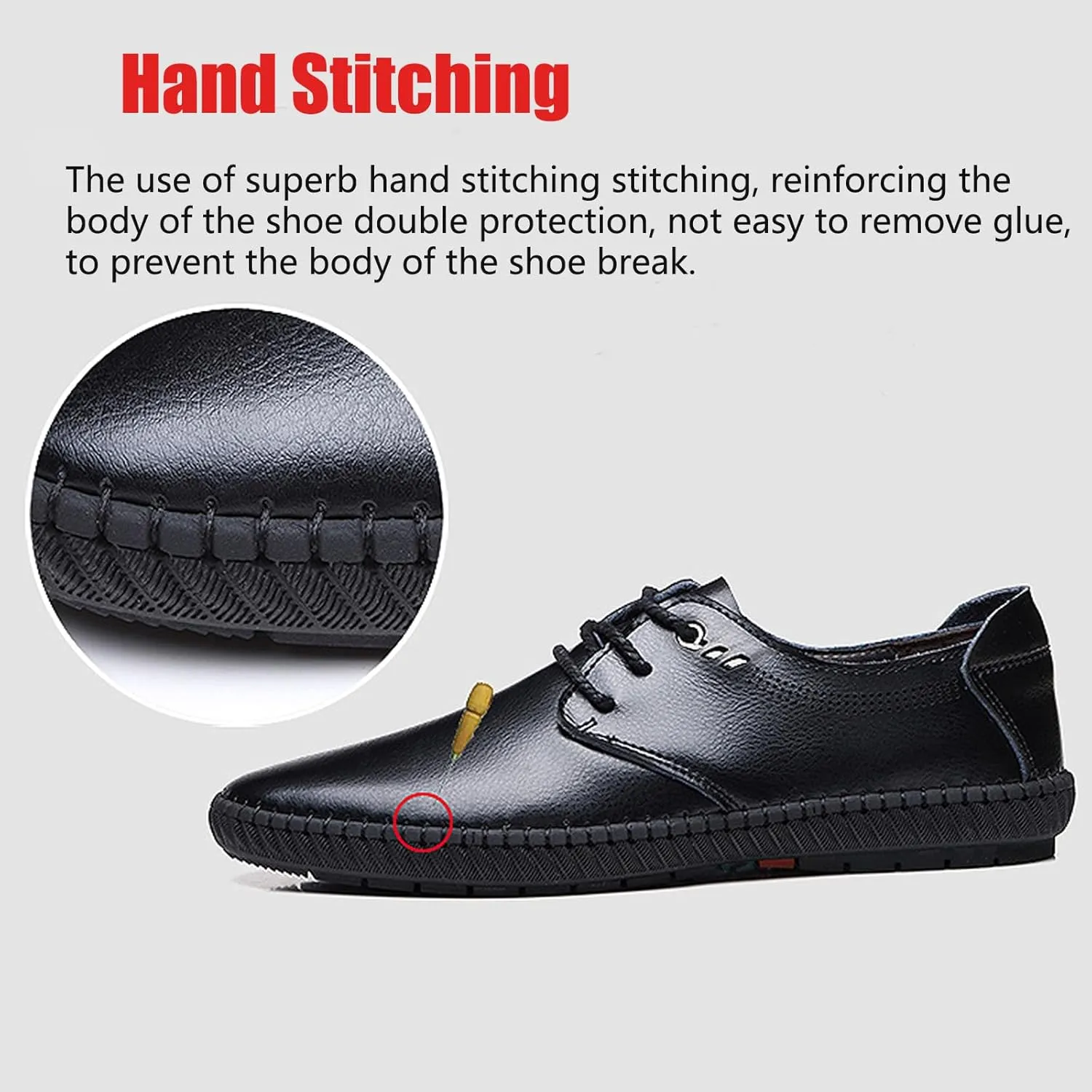 Men's Leather Lace Up Low Top Business Oxfords Shoes Hollow Breathable Casual Non-Slip Shallow Mouth Sneakers Fashion Dress Work Shoes