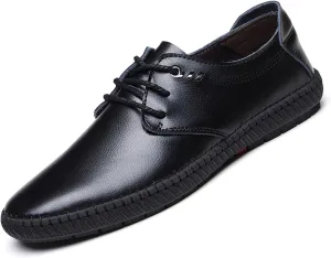 Men's Leather Lace Up Low Top Business Oxfords Shoes Hollow Breathable Casual Non-Slip Shallow Mouth Sneakers Fashion Dress Work Shoes