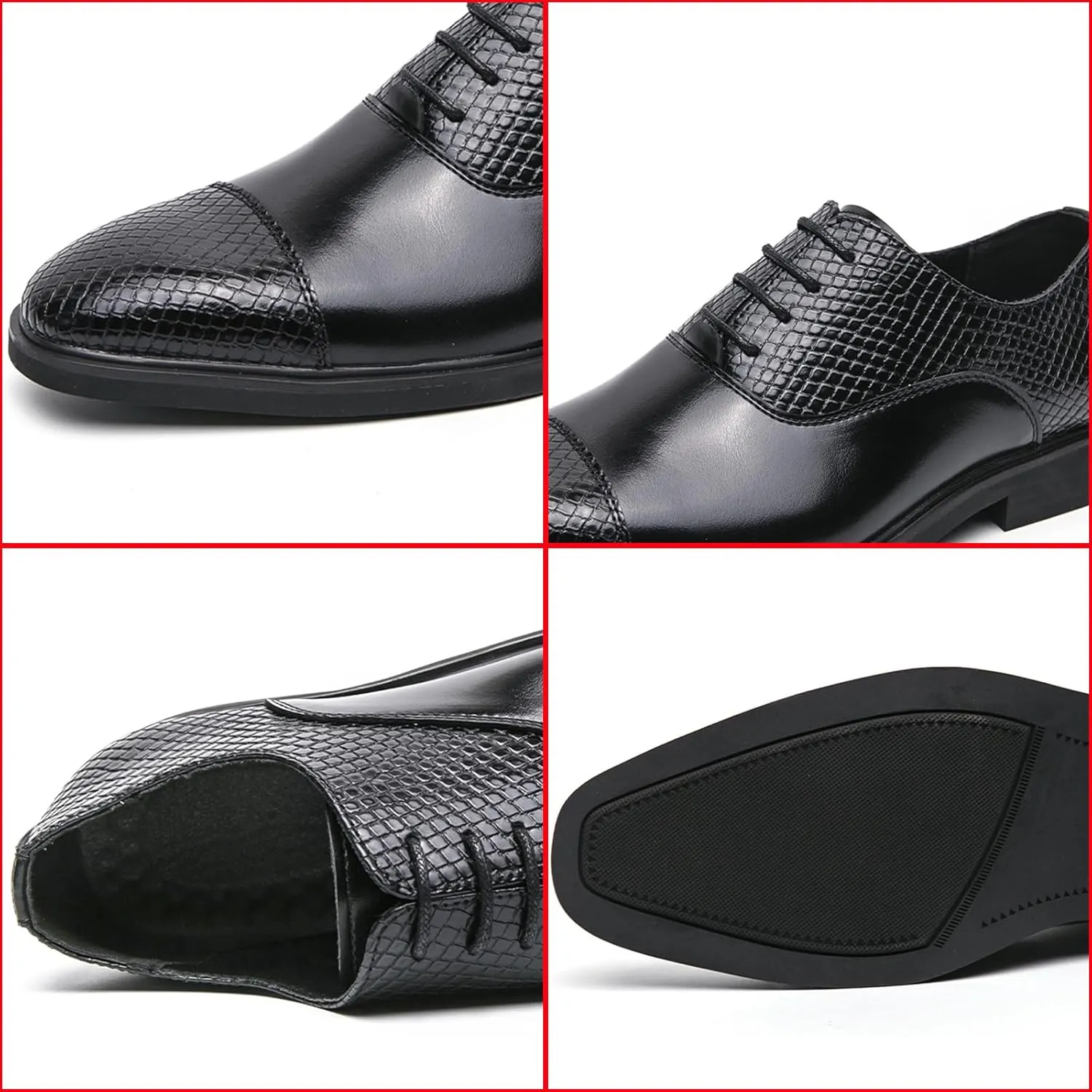 Men's Leather Printing Oxfords Dress Shoes Fashion Classic Round-Toe Lace up Low Top Derby Shoes Luxury Business Wedding Formal Shoes