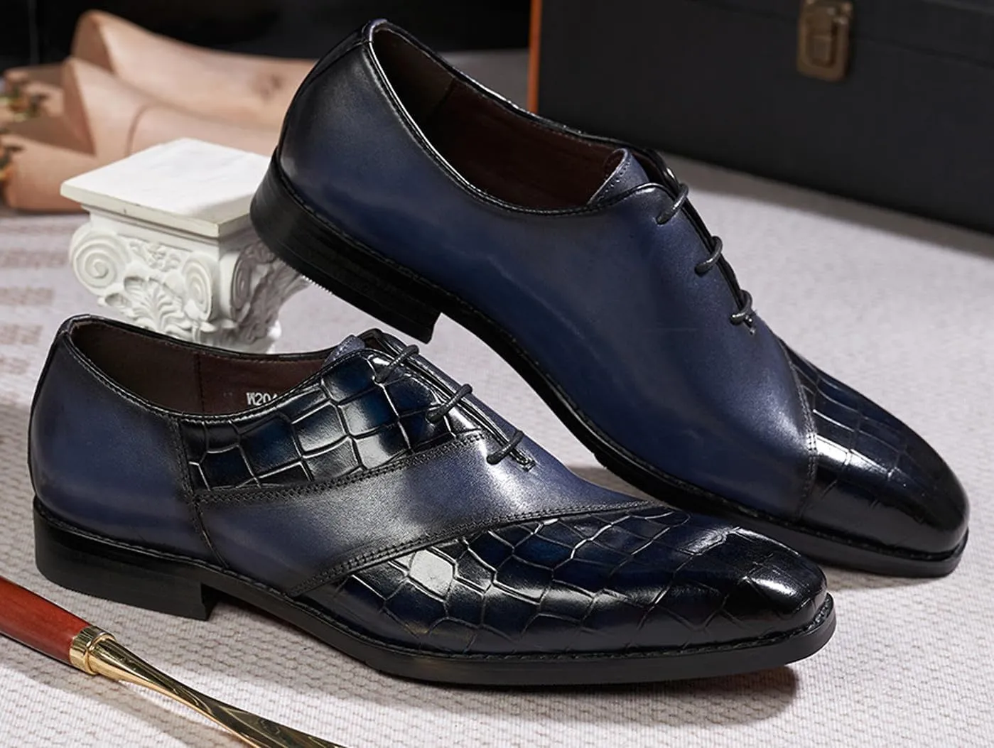 Mens Oxfords Formal Dress Suit Shoes Genunie Leather Plain Toe Modern Luxury Derby Men's Prom Wedding Business Causal Two Tone Shoes Fashion Comfortable Tuxedo Shoes for Men