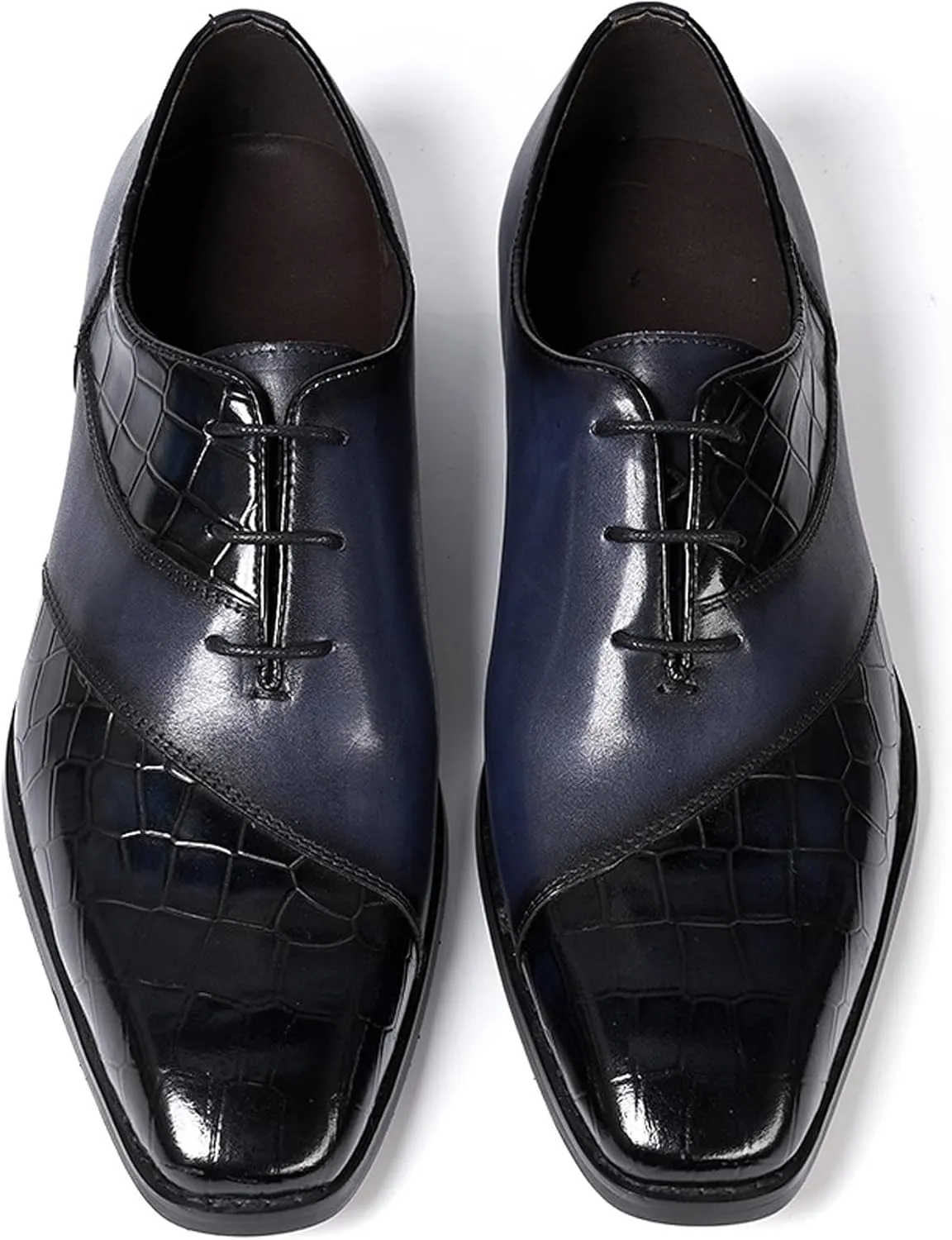 Mens Oxfords Formal Dress Suit Shoes Genunie Leather Plain Toe Modern Luxury Derby Men's Prom Wedding Business Causal Two Tone Shoes Fashion Comfortable Tuxedo Shoes for Men