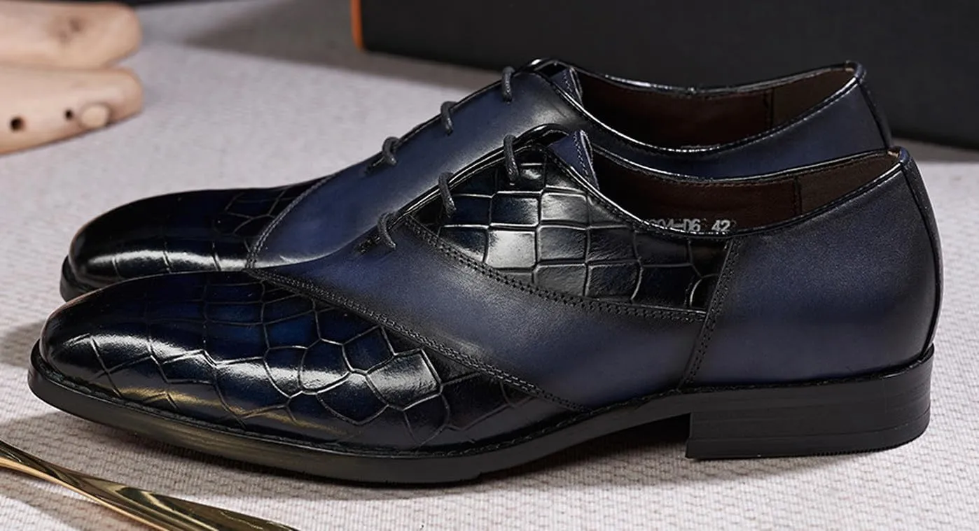 Mens Oxfords Formal Dress Suit Shoes Genunie Leather Plain Toe Modern Luxury Derby Men's Prom Wedding Business Causal Two Tone Shoes Fashion Comfortable Tuxedo Shoes for Men