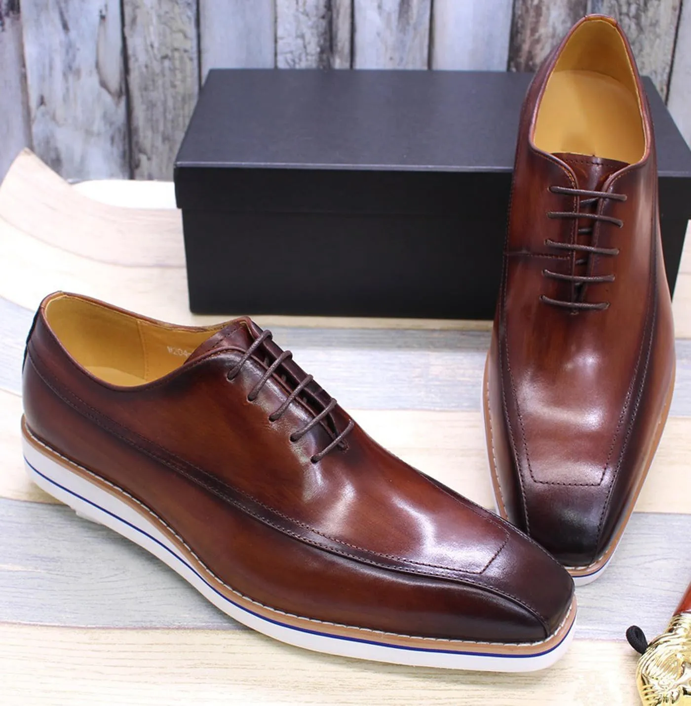 Mens Oxfords Formal Dress Suit Shoes Genunie Leather Wingtip Modern Prom Shoes Men's Fashion Business Casual Luxury Wedding Tuxedo Shoes for Men