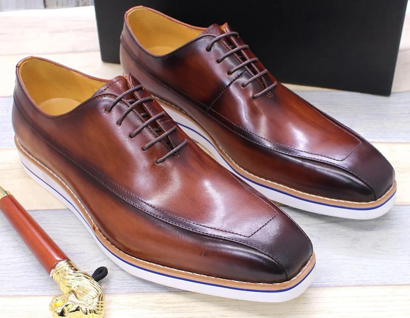 Mens Oxfords Formal Dress Suit Shoes Genunie Leather Wingtip Modern Prom Shoes Men's Fashion Business Casual Luxury Wedding Tuxedo Shoes for Men