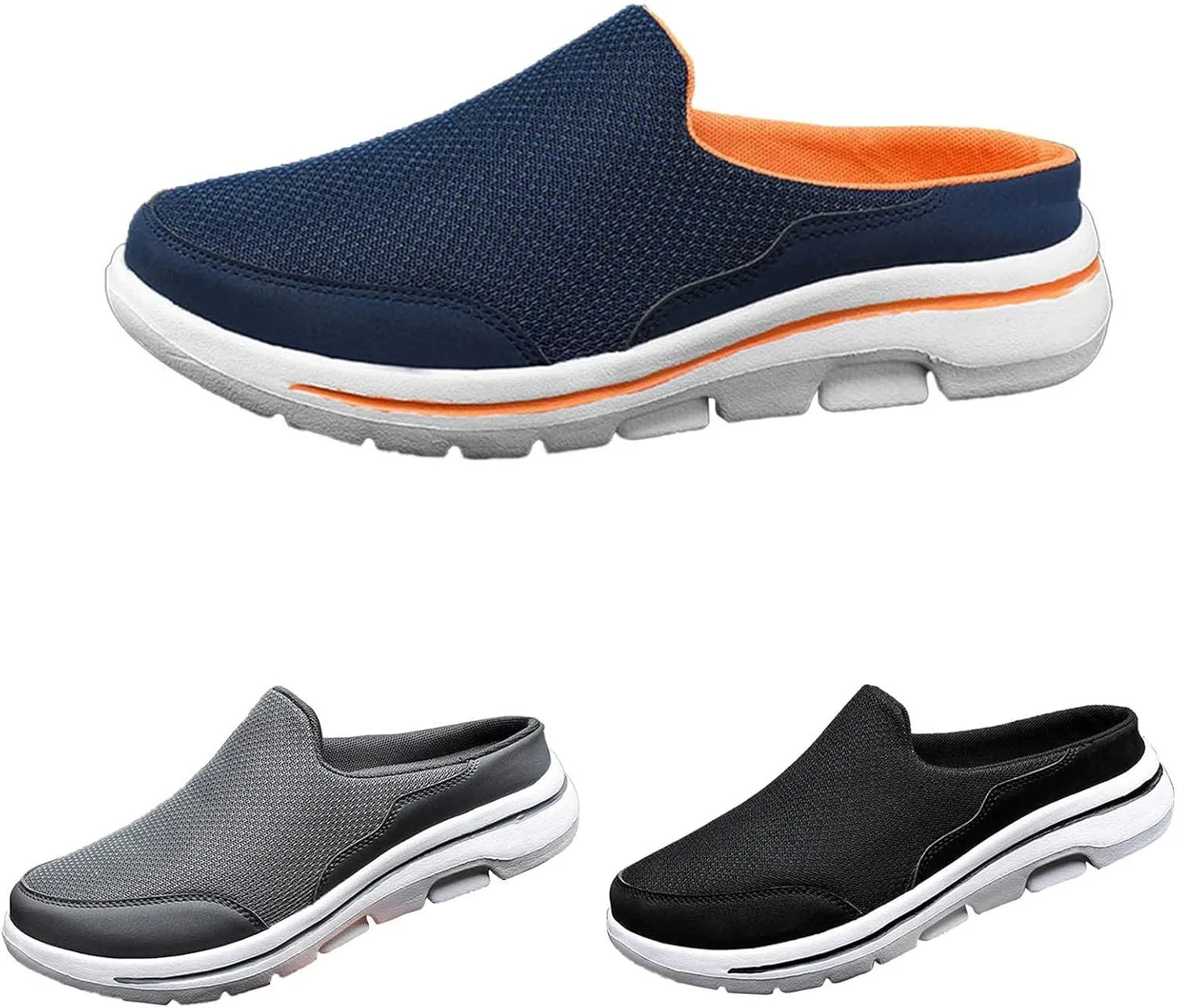 Mens Slippers with Arch Support Casual Mules Slip On Shoes Women Comfort Casual Shoes Trendy Platform Sneakers Waterproof Tennis Shoe White Loafers