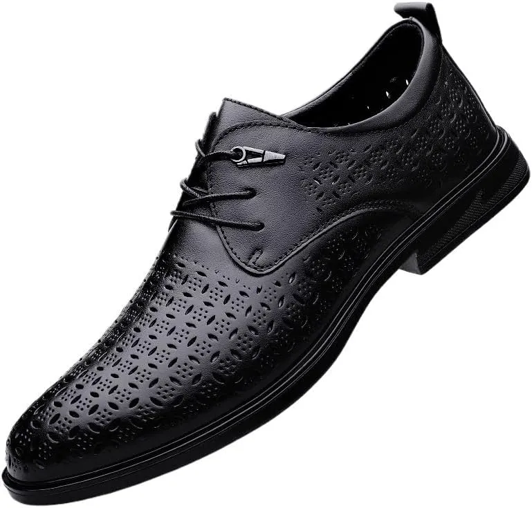 Men's Summer Fashion Breathable Dress Shoes Classic Lace-up Formal Tuxedo Derby Shoes Comfortable Non-Slip Low Top Work Shoes(6.5)