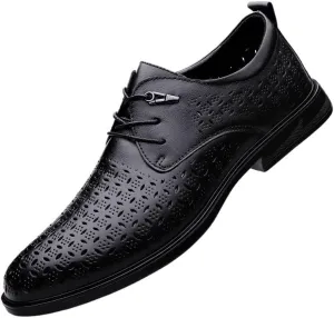 Men's Summer Fashion Breathable Dress Shoes Classic Lace-up Formal Tuxedo Derby Shoes Comfortable Non-Slip Low Top Work Shoes(6.5)