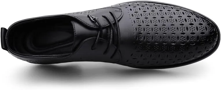 Men's Summer Fashion Breathable Dress Shoes Classic Lace-up Formal Tuxedo Derby Shoes Comfortable Non-Slip Low Top Work Shoes(6.5)