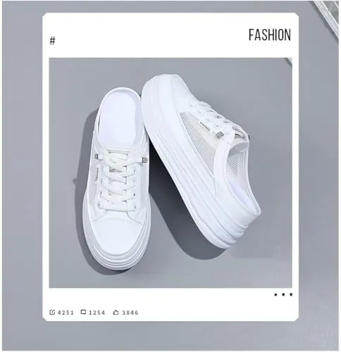 Mesh Mule Sneakers for Women 2025,Women's Platform Wedge Slide Soft Sole Comfortable Breathable Shoes,Backless Slip on Mule Comfortable Casual Shoes