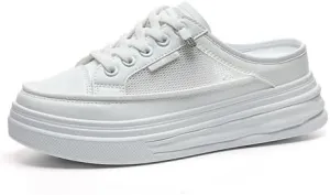 Mesh Mule Sneakers for Women 2025,Women's Platform Wedge Slide Soft Sole Comfortable Breathable Shoes,Backless Slip on Mule Comfortable Casual Shoes