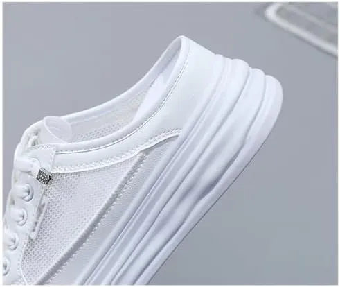 Mesh Mule Sneakers for Women 2025,Women's Platform Wedge Slide Soft Sole Comfortable Breathable Shoes,Backless Slip on Mule Comfortable Casual Shoes