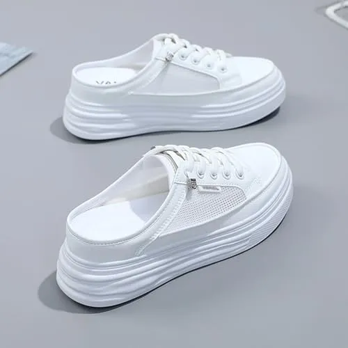 Mesh Mule Sneakers for Women 2025,Women's Platform Wedge Slide Soft Sole Comfortable Breathable Shoes,Backless Slip on Mule Comfortable Casual Shoes