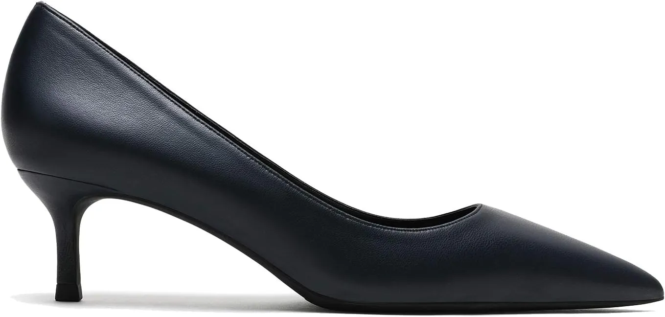 MOOMMO Kitten Heel Pumps Pointed Toe Satin Slip On 2 Inch Mid Heel Dress Shoes Classic Work Pumps for Office Ladies Wedding Bridal Party 4-13 M US