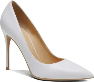 MOOMMO Women Satin High Heel Pumps Pointed Toe Sexy Stilettos 4 inch Slip On Formal Dress Shoes for Ladies Wedding Party Evening Work 4-13 M US