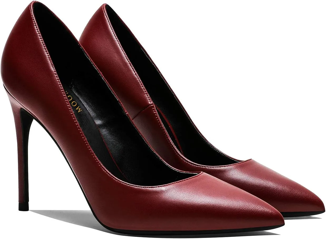 MOOMMO Women Satin High Heel Pumps Pointed Toe Sexy Stilettos 4 inch Slip On Formal Dress Shoes for Ladies Wedding Party Evening Work 4-13 M US