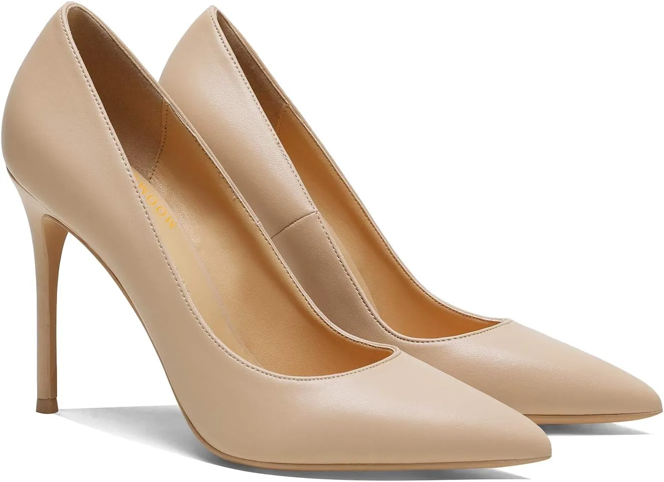 MOOMMO Women Satin High Heel Pumps Pointed Toe Sexy Stilettos 4 inch Slip On Formal Dress Shoes for Ladies Wedding Party Evening Work 4-13 M US