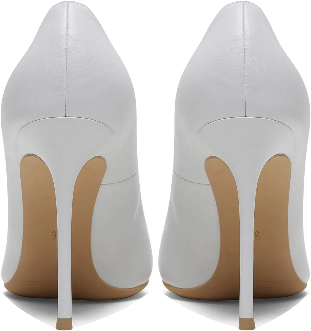 MOOMMO Women Satin High Heel Pumps Pointed Toe Sexy Stilettos 4 inch Slip On Formal Dress Shoes for Ladies Wedding Party Evening Work 4-13 M US