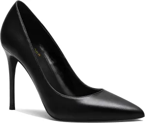 MOOMMO Women Satin High Heel Pumps Pointed Toe Sexy Stilettos 4 inch Slip On Formal Dress Shoes for Ladies Wedding Party Evening Work 4-13 M US