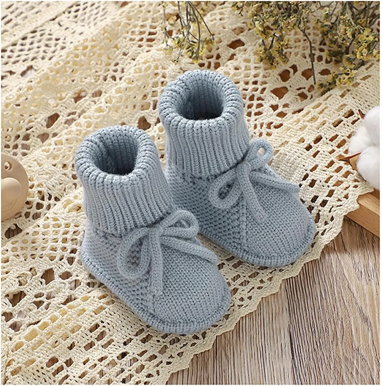 Newborn Baby Booties Sock Shoes Hand Knitting Crochet Boys Girls Infant Cozy Indoor Breathable Walking Shoes