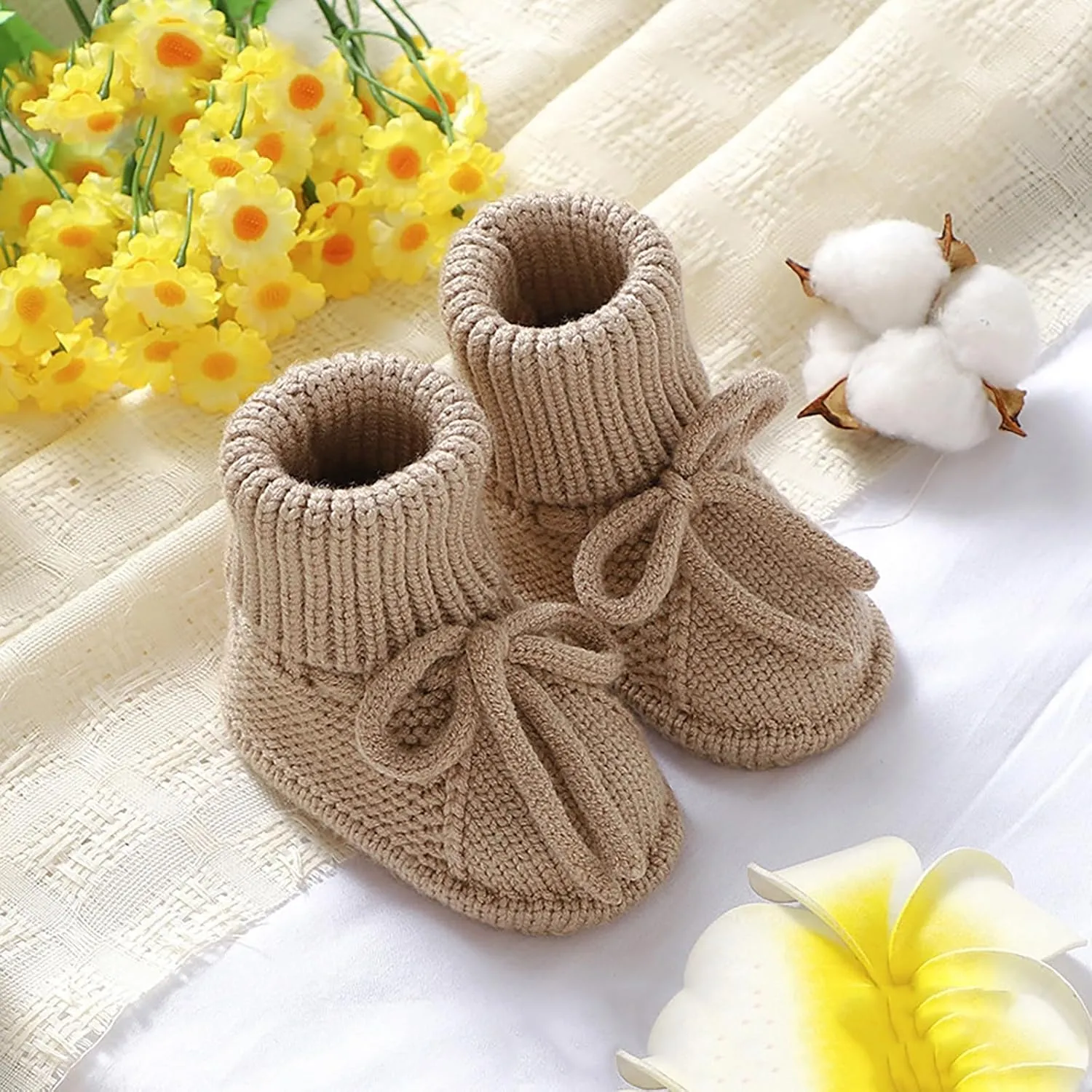 Newborn Baby Booties Sock Shoes Hand Knitting Crochet Boys Girls Infant Cozy Indoor Breathable Walking Shoes