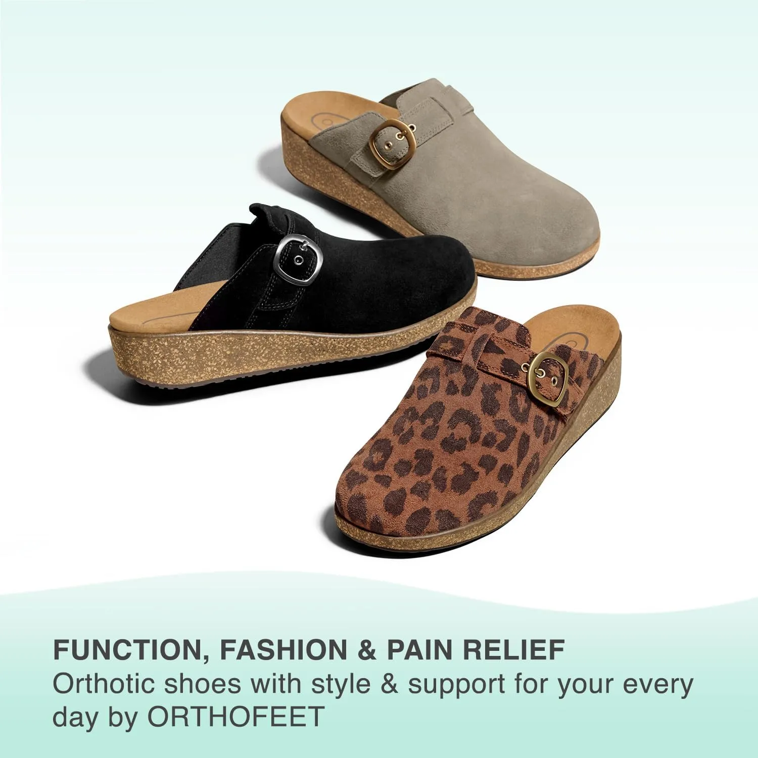 Orthofeet Women's Orthopedic Leather Casey Clogs for Plantar Fasciitis Relief