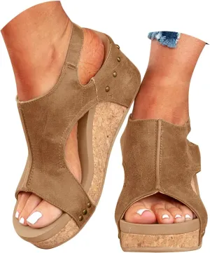 Orthopedic Platform Wedge Sandals for Women Summer Dressy 2025 Open Toe Ankle Strap Espadrilles Sandals Beach Sandals