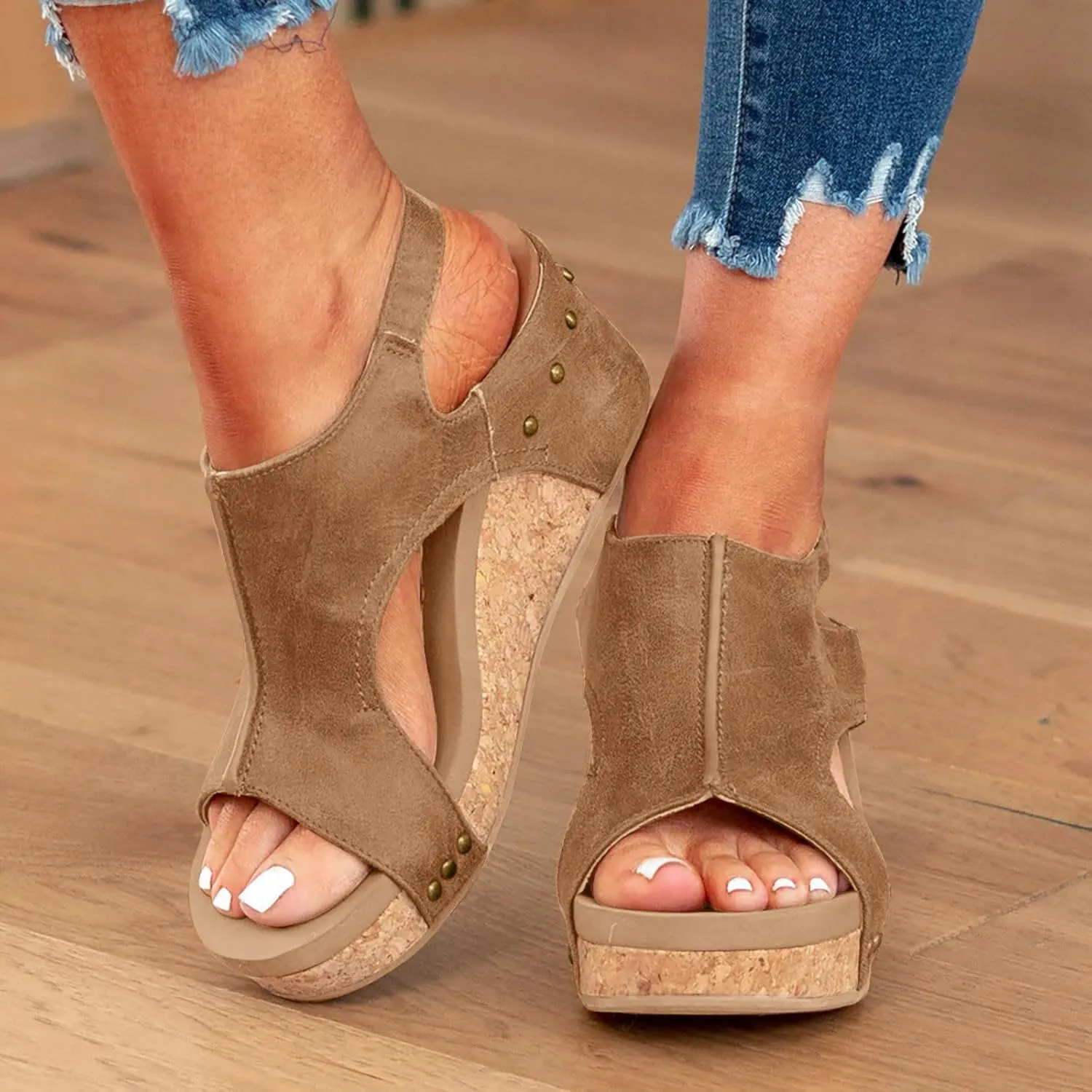 Orthopedic Platform Wedge Sandals for Women Summer Dressy 2025 Open Toe Ankle Strap Espadrilles Sandals Beach Sandals