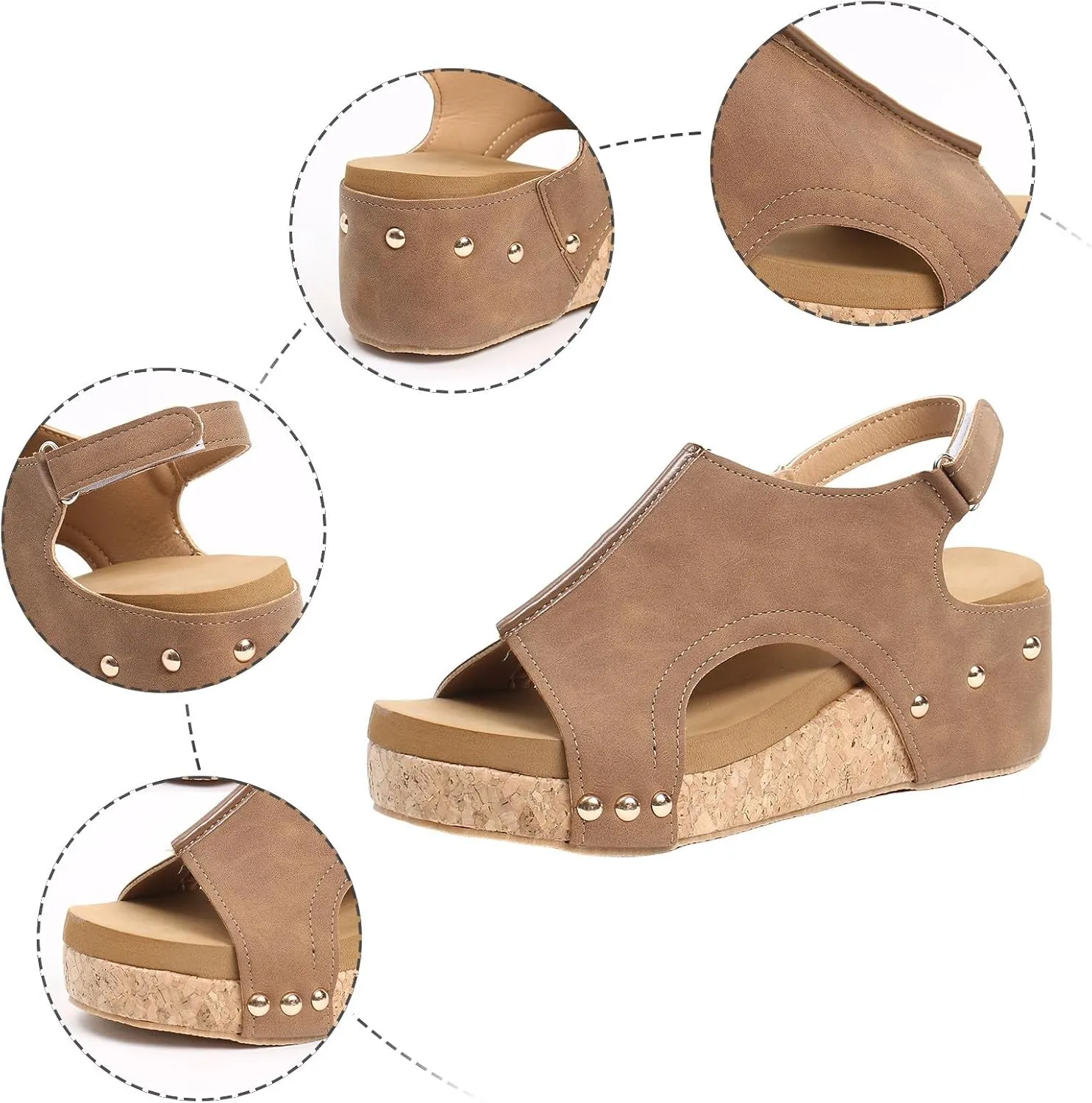 Orthopedic Platform Wedge Sandals for Women Summer Dressy 2025 Open Toe Ankle Strap Espadrilles Sandals Beach Sandals