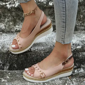 Orthopedic Sandals for Women Open Toe Sandals, Wedges Heels for Women, Walking Slippers with Arch Support Wedge Summer Dressy Ankle Strap Platform Casual Slip on Comfortable