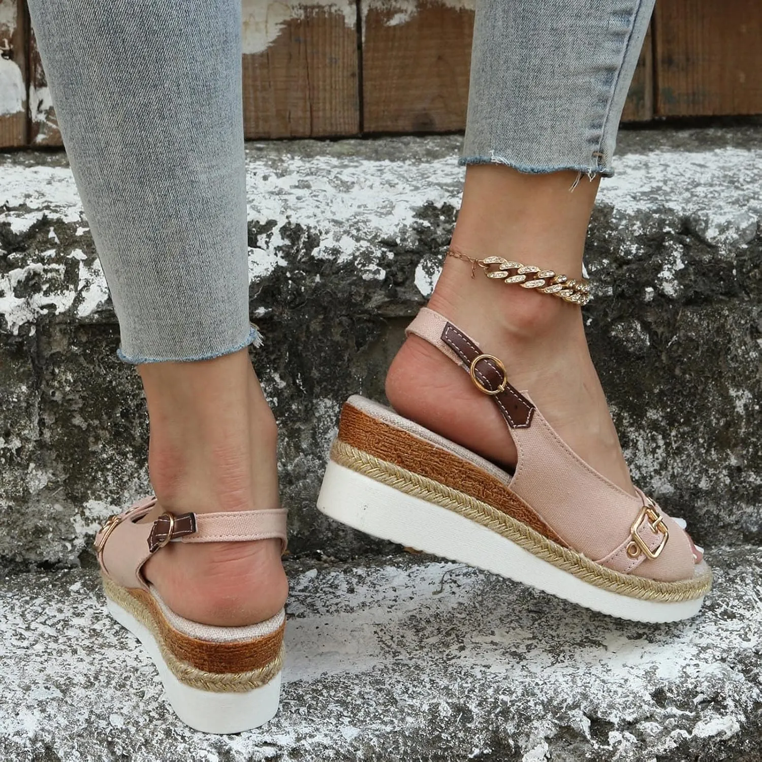 Orthopedic Sandals for Women Open Toe Sandals, Wedges Heels for Women, Walking Slippers with Arch Support Wedge Summer Dressy Ankle Strap Platform Casual Slip on Comfortable