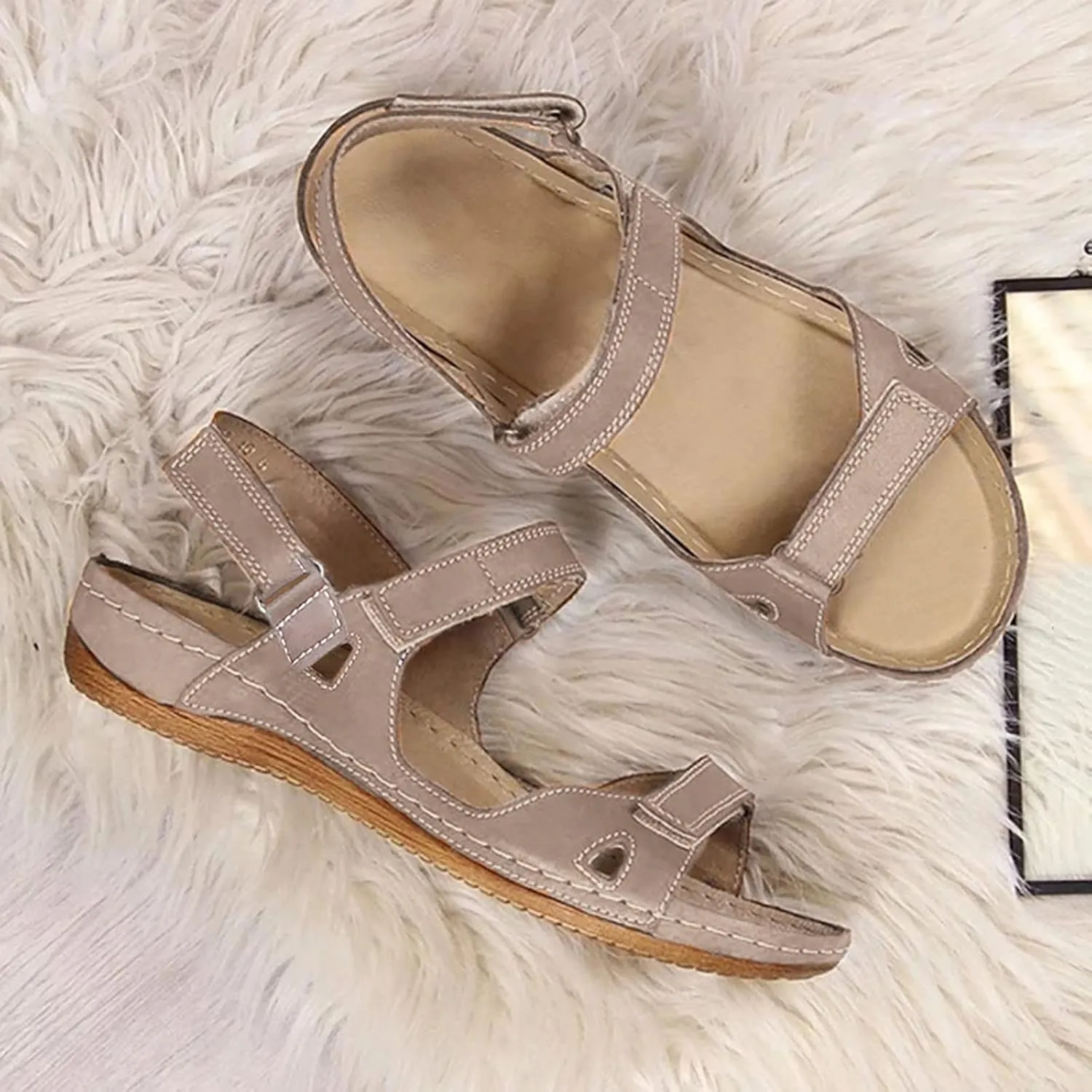Orthopedic Sandals for Women, Womens Comfy Orthotic Sandal Anti-Slip Breathable Arch Support Platform Wedge Sandal Soft Comfortable