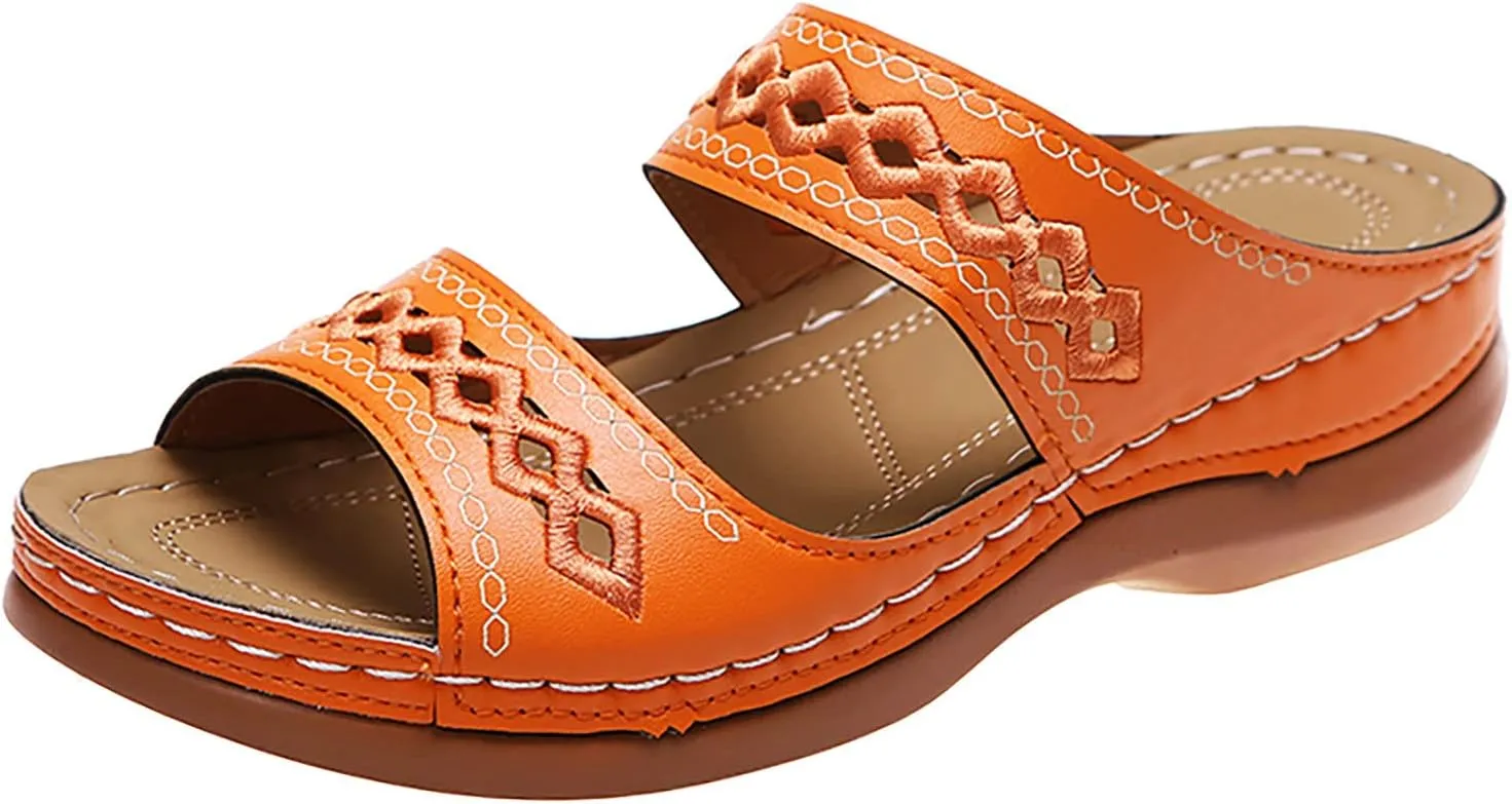 Orthopedic Summer Slides for Women with Arch Support Comfortable Walking Shoes Lightweight Adjustable Straps Beach Casual Outdoor Recovery Sandals