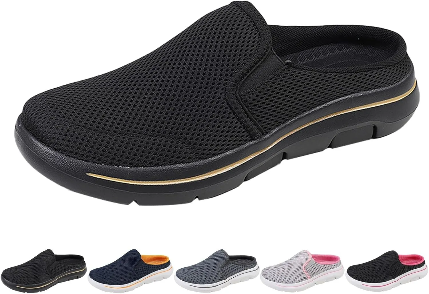 Orthopedic Walking Shoes Mules for Women 2025 Casual Mesh Summer Slip-On Breathable Slippers Closed Toe Hands Free Slingback Slides with Arch-Support