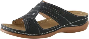 Orthopedic Wedge Sandals for Women 2025 Comfortable Open Toe Slip-On Casual Walking Platform Sandals Hollow Breathable Beach Low Wedge Slippers Indoor Outdoor