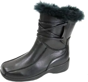 Peerage Sharon Women's Wide Width Leather Boots with Side Zipper