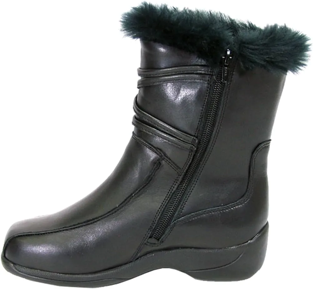 Peerage Sharon Women's Wide Width Leather Boots with Side Zipper