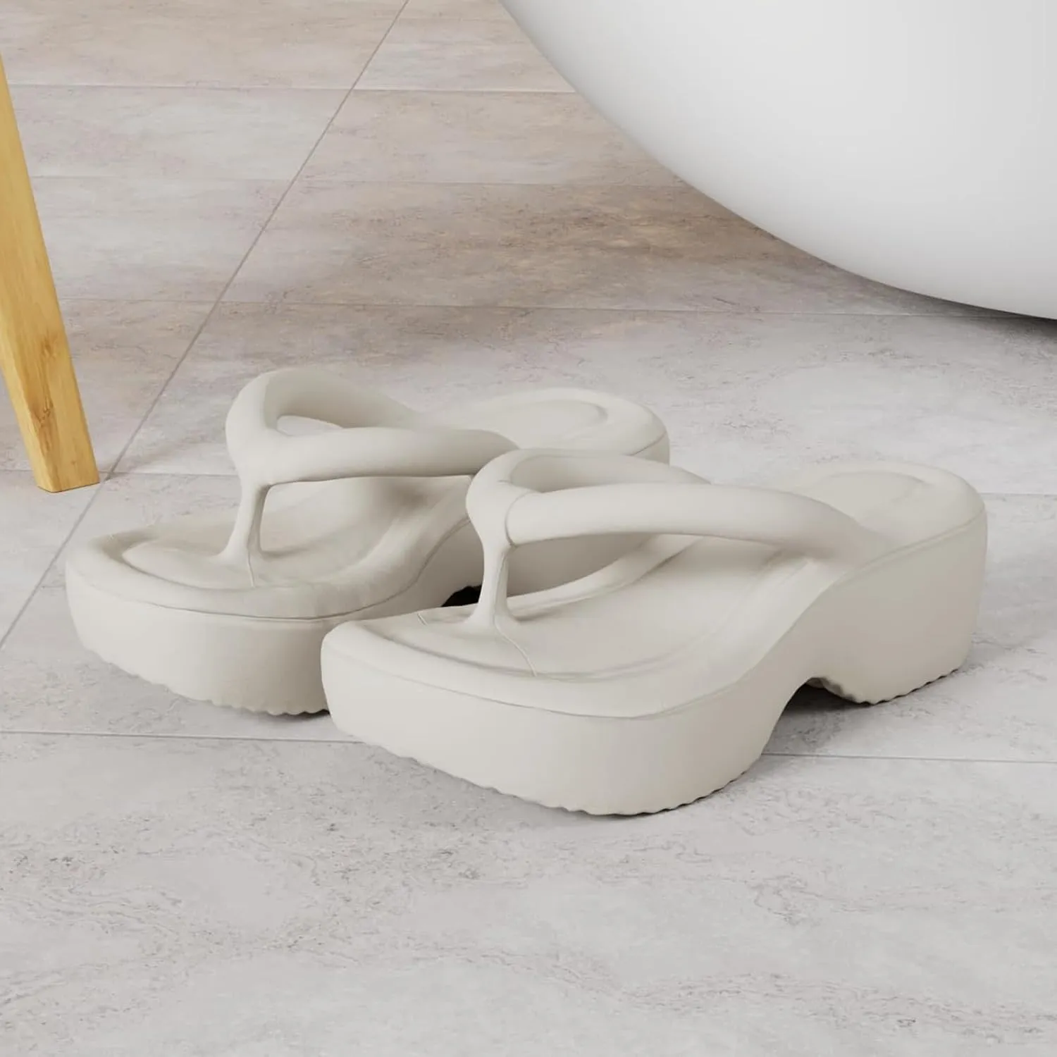Platform Flip Flops for Women Wedge Arch Support Flip Flops Cushion Soft Rubber Midsole Platform Thong Sandals with Rubber Sole