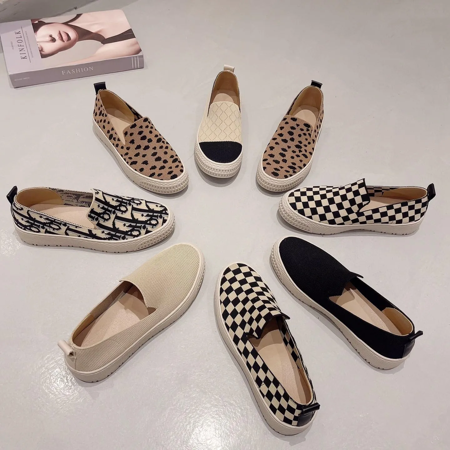 Platform Slip on Sneakers for Womens Slip On Sneakers Casual Knit Womens Walking Sneakers Platform Fashion Sneaker