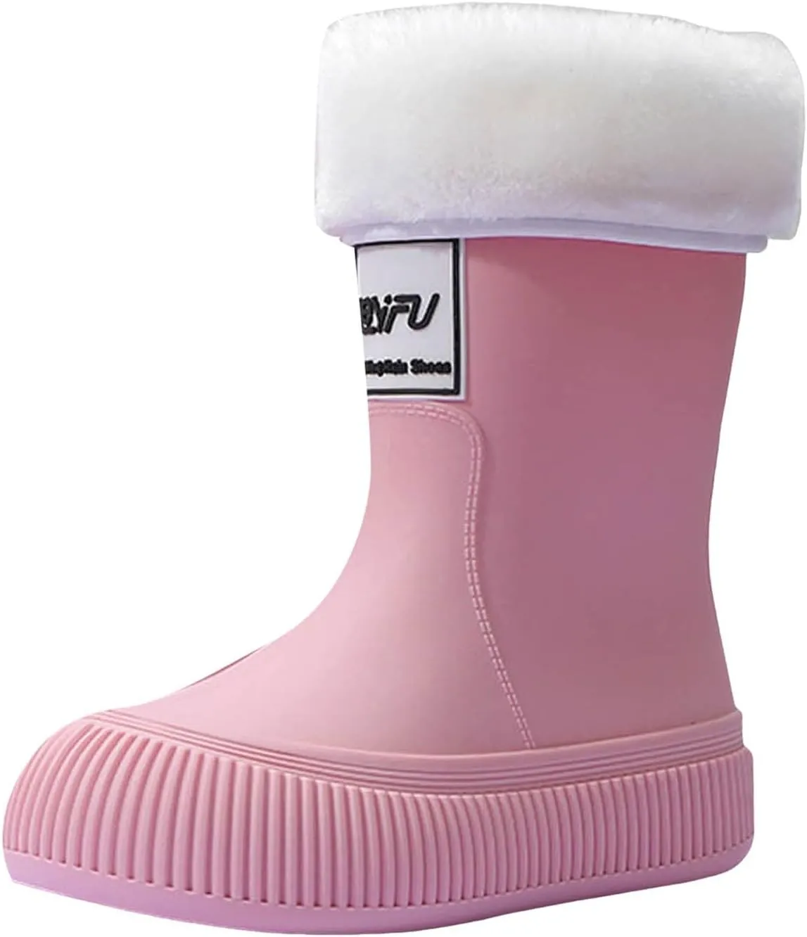 Rain Boots for Kids Waterproof Rubber Chelsea Boots Short Ankle Booties with Chunky Heel Platform Garden Outdoor Rain Boots