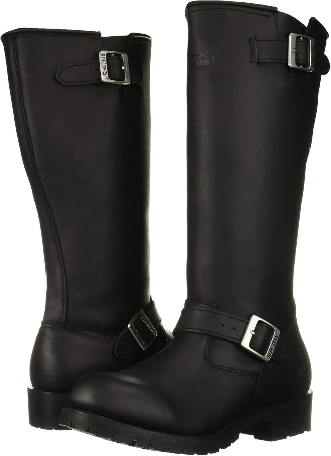 RIDETECS 16" Motorcycle Men’s Side Boot Zipper Oiled Leather Boots