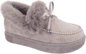 SACFOF Women's Winter Flat Boots Warm Durable Shoes Fur Lining Ankle Snow Boots Loafer Flats Platform Thick Plush Shoes
