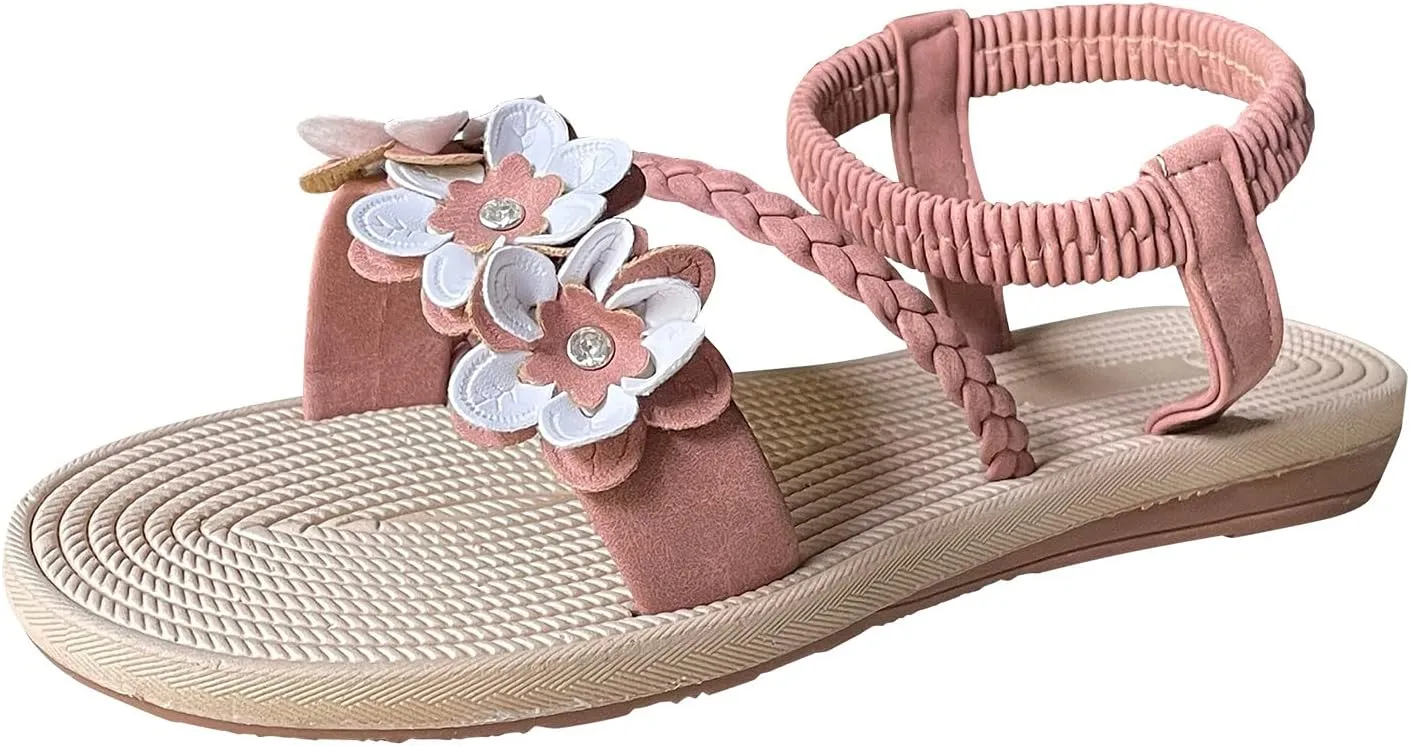 Sandals Breathable Women's Roman Outdoor Diamond Fashion Leisure Shoes Casual Women's Bling Flat Sandals for