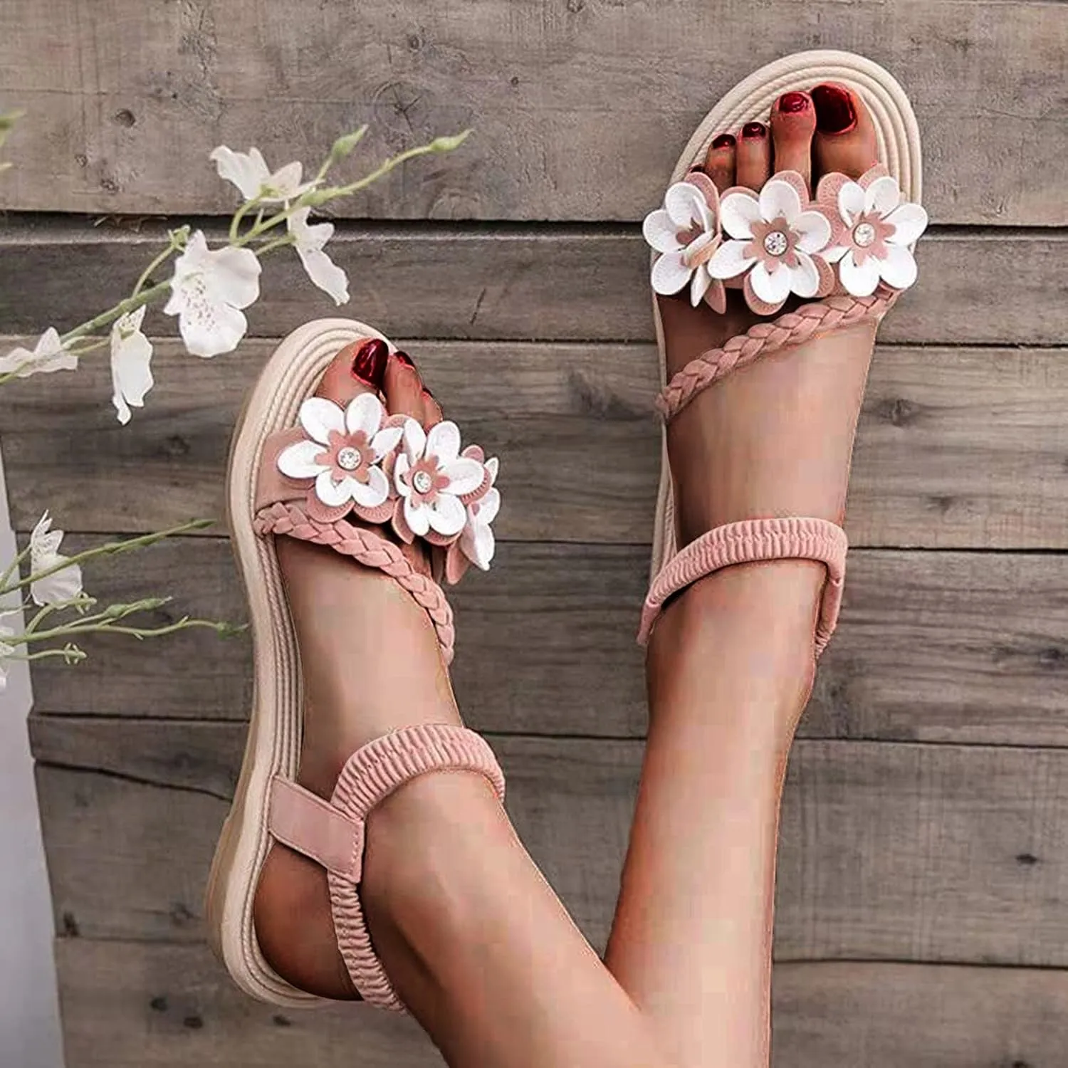 Sandals Breathable Women's Roman Outdoor Diamond Fashion Leisure Shoes Casual Women's Bling Flat Sandals for