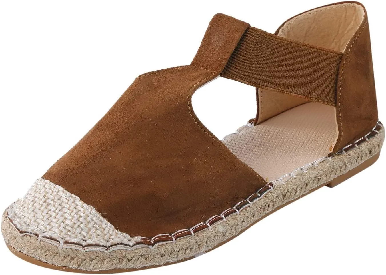 Sandals for Women 2025 Comfortable Slides Espadrille Flat Sandals Closed Toe Ankle Strap Hand-Stitching Summer Shoes Casual & Dressy Summer Shoes